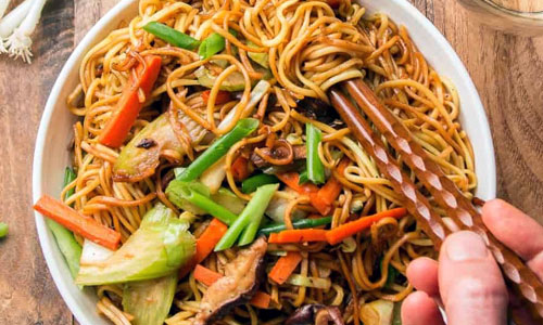 Plate of fresh Vegetable Chow Mein